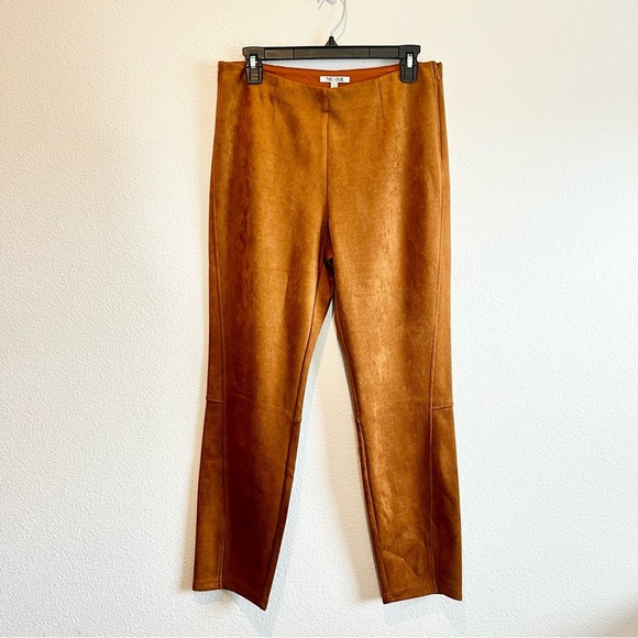 NIC+ZOE Faux Suede Ankle Pants Size 10 Toffee Slim Fit Boho Career NWT - Picture 2 of 13